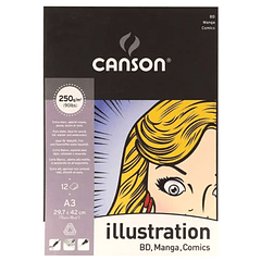 Block Canson Illustration Manga y Comics A3 29,7 x 42 cm, 12 Hojas, 250 g/m2