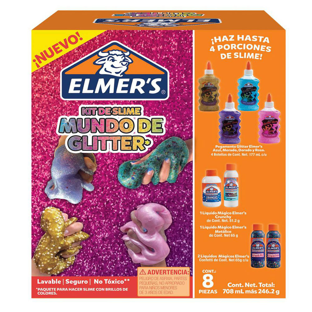 Slime Elmers Mundo de Glitter 8 Piezas Kit