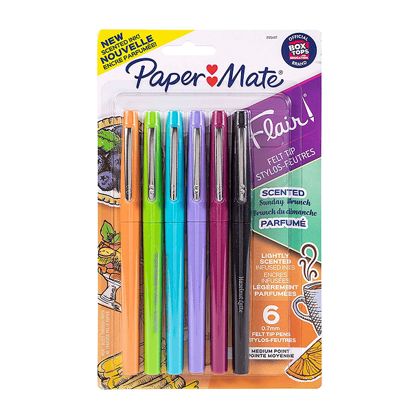 Tiralíneas Paper Mate Flair con Olor Sunday Brunch Set de 6 1