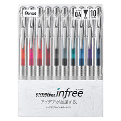 Lápices Gel Pentel Energel InFree 0,4 mm Set de 10