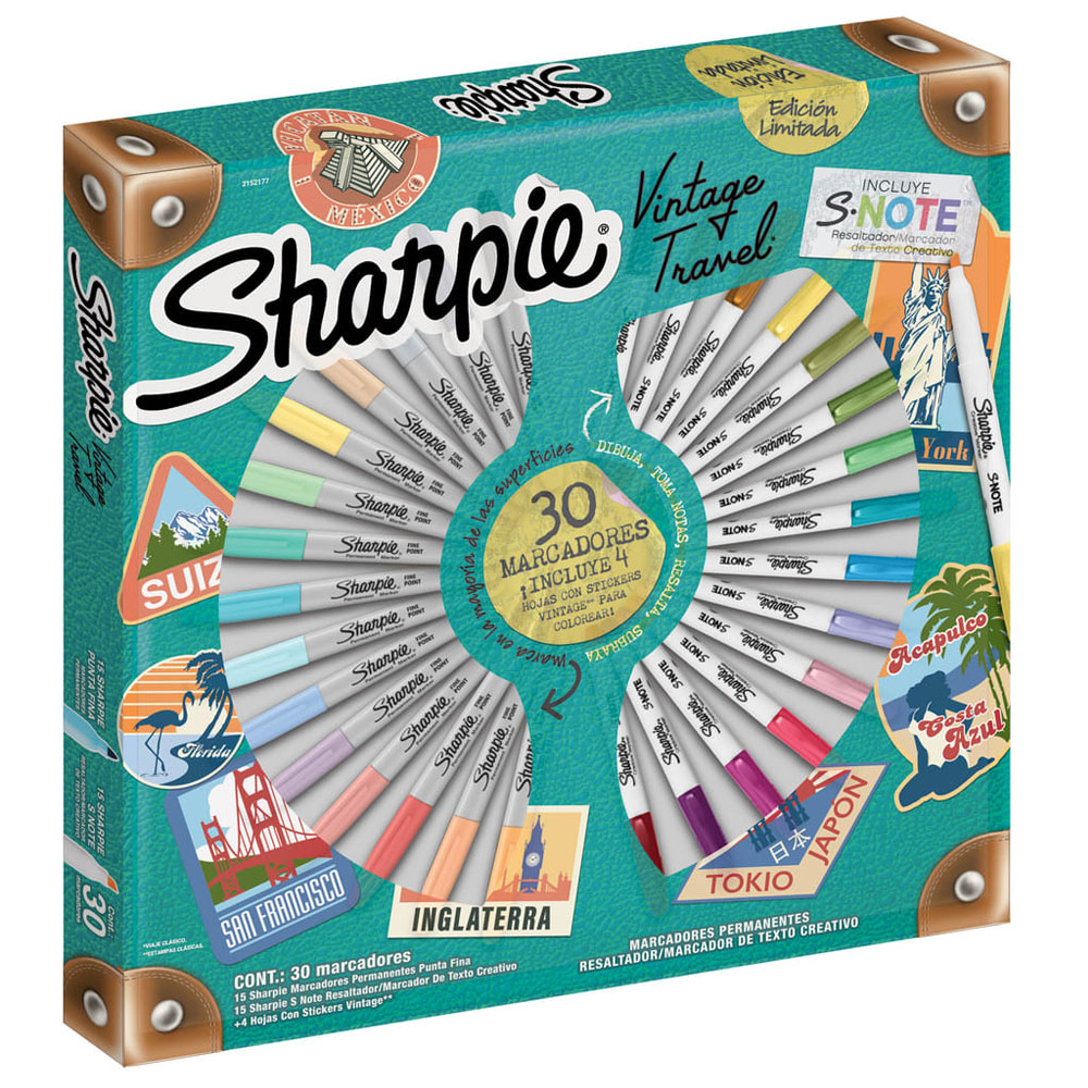 Marcadores Permanentes Sharpie Ruleta 30 Colores Tie-Dye