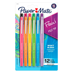 Tiralíneas Paper Mate Flair Punta Media Set de 12