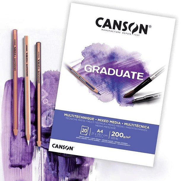 Block Canson Graduate Mixed Media 20 hojas 200 g/m2 A4 3