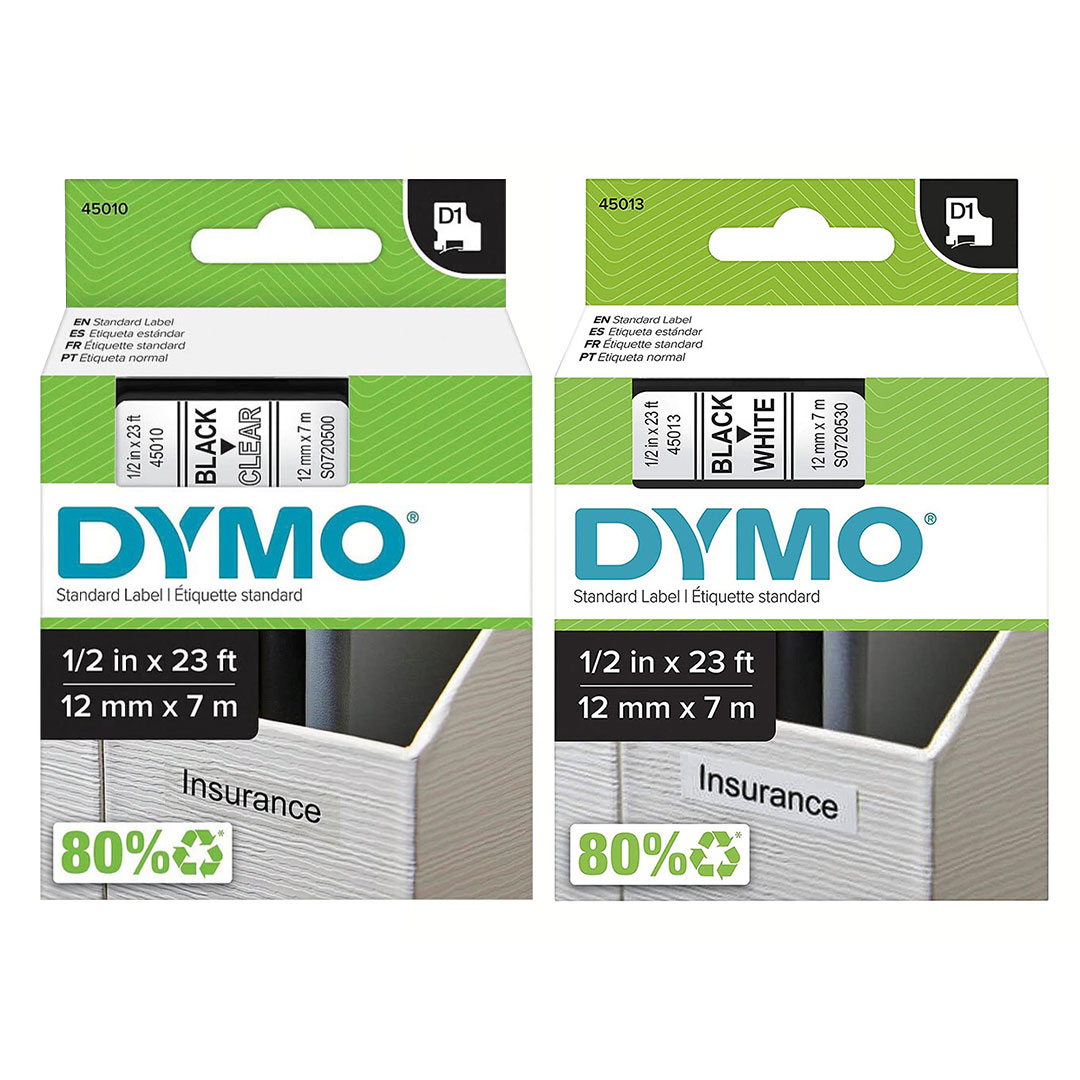 Etiqueta Adhesiva Dymo Standard D1 para Etiquetadoras 12 mm x 7 m