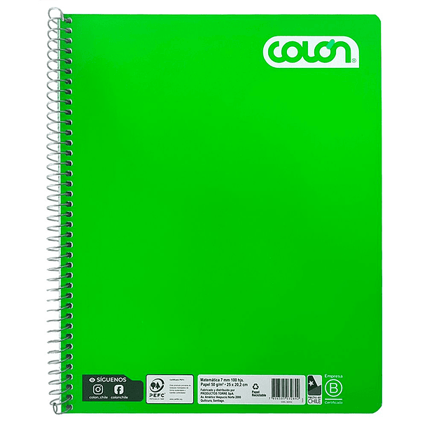 Cuaderno Universitario Colon Matemáticas Liso 100 Hojas 4