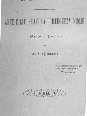 Livro de Critica - Arte e Literatura Portuguesa D'hoje - 1868-1869