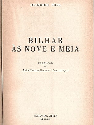 BILHAR ÀS NOVE E MEIA