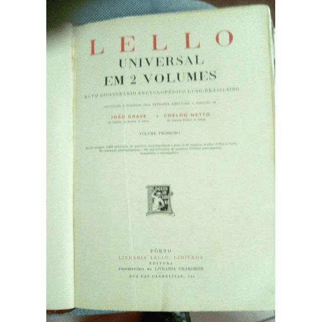Lello universal em 2 volumes, novo dicionário encyclopédico luso brasil