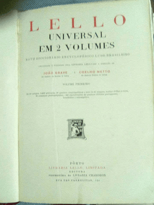 Lello universal em 2 volumes, novo dicionário encyclopédico luso brasil