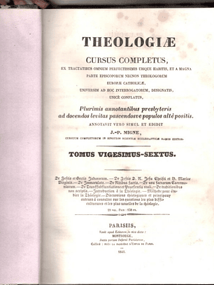 Theologiae - Cursus completus - Volume 26