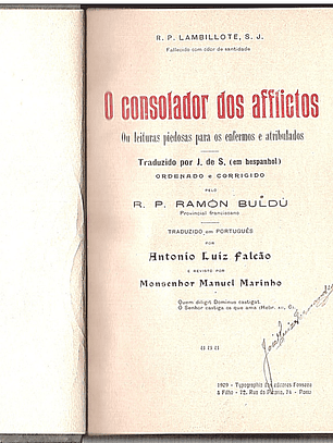 O consolador dos afflictos ou leituras para os enfermos e atribulados