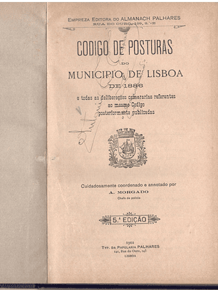 Código de posturas do município de Lisboa