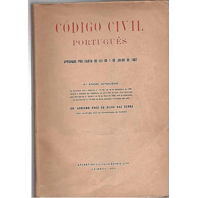 Código civil português aprovado por carta de lei de 1 de Julho de 1867