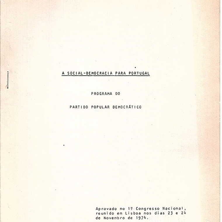 A social democracia para Portugal programa do Partido Popular democrático 1