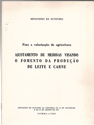 Ajustamento medidas visando o fomento da produção de leite e de carne