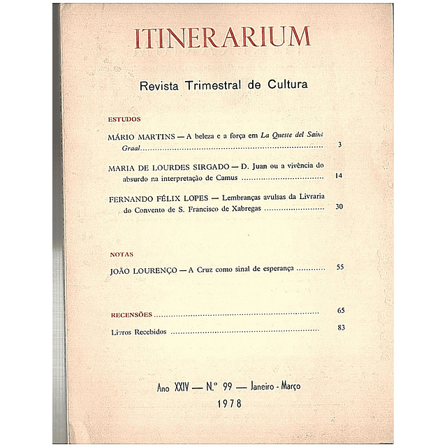 Itinerarium - Revista trimestral de cultura