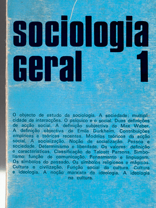 Sociologia geral - Volume 1