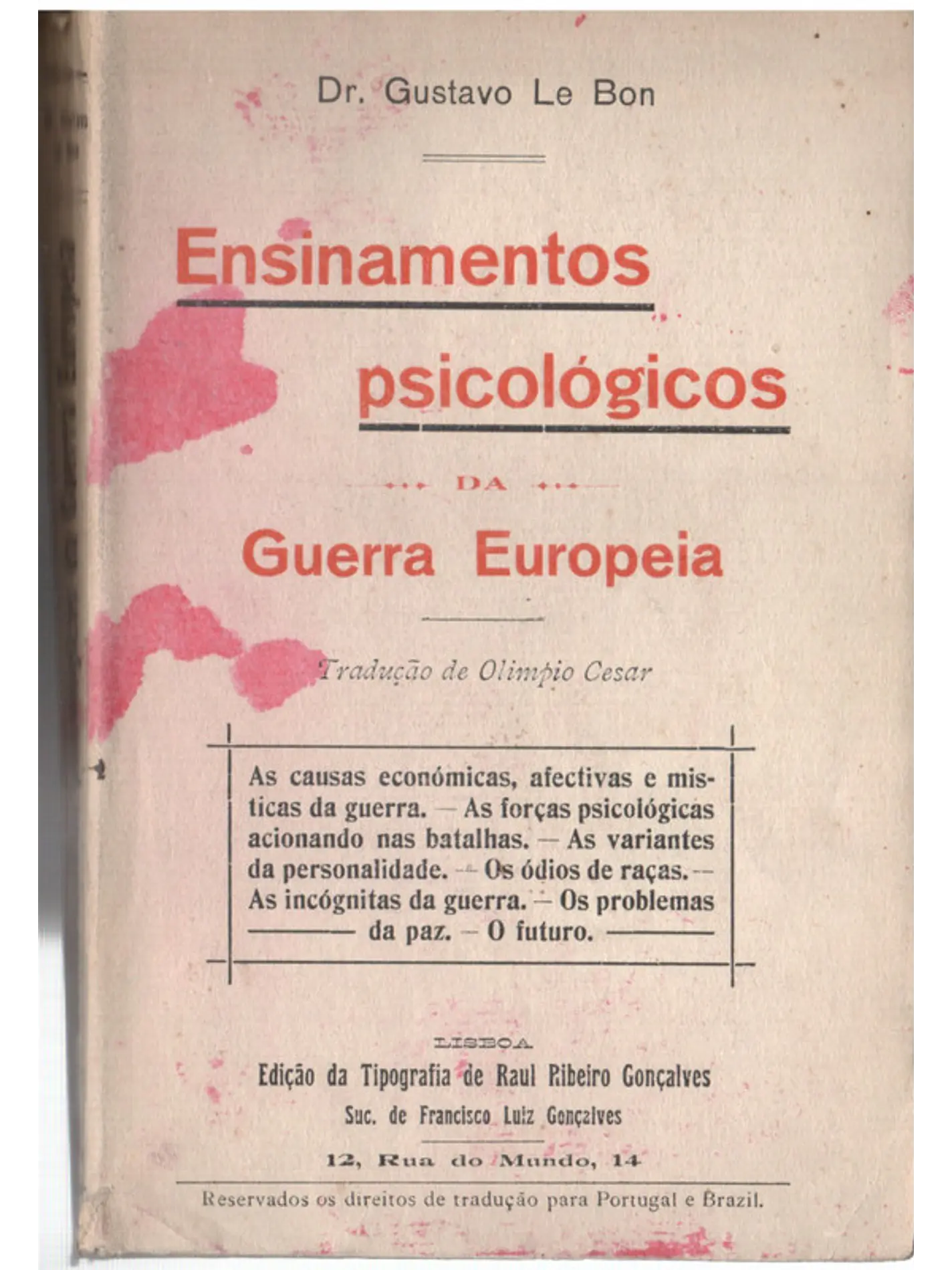 Ensinamentos psicológicos da guerra Europeia 1
