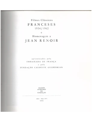 Filmes clássicos franceses 1934 a 1962 e homenagem a Jean Renoir