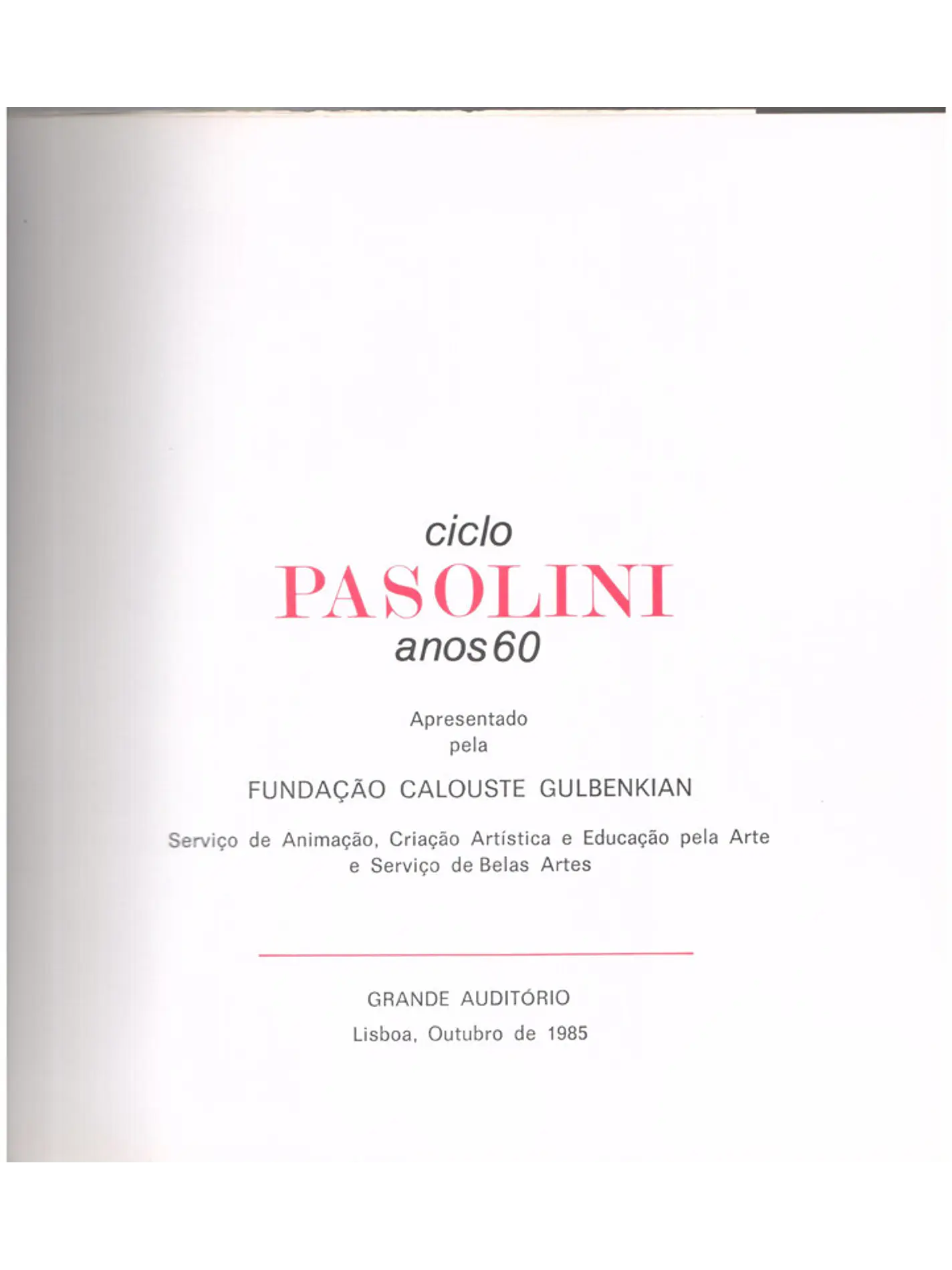 Ciclo Pasolini anos 60 1