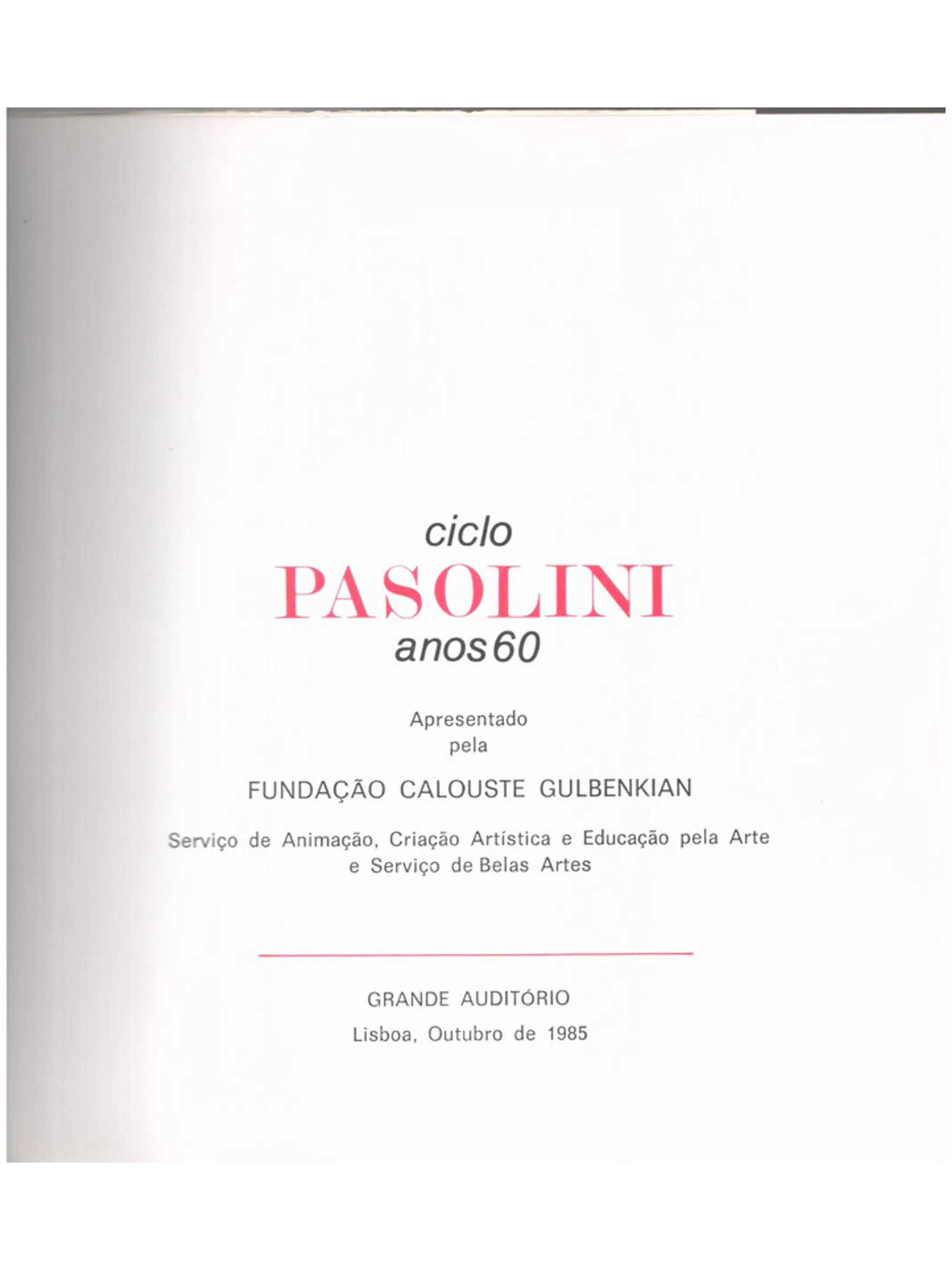 Ciclo Pasolini anos 60 1