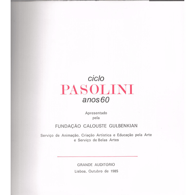 Ciclo Pasolini anos 60