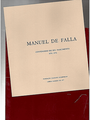 Manuel de FalIa centenário do seu Nascimento 1876 a 1976