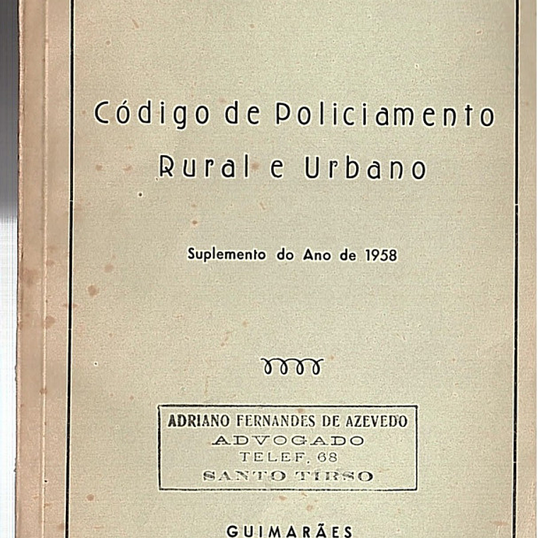 Código de policiamento rural e urbano - suplemento 1