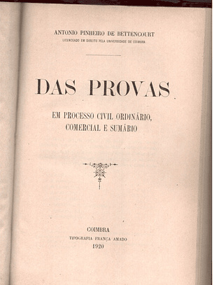 Das provas em processo civil ordinário comercial e sumário