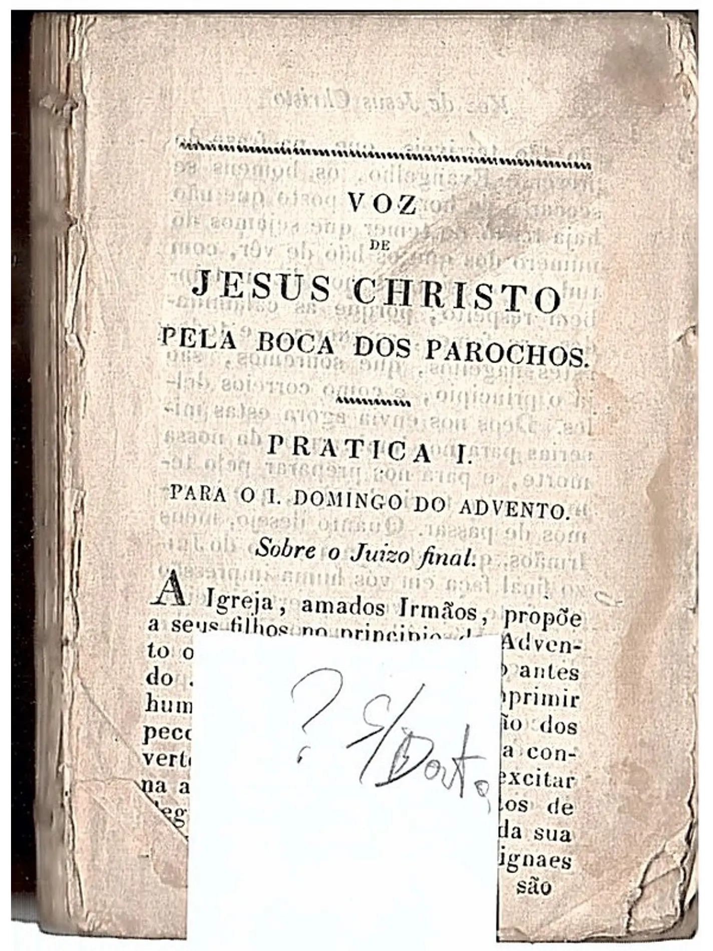 Voz de Jesus Christo pela boca dos parochos 1