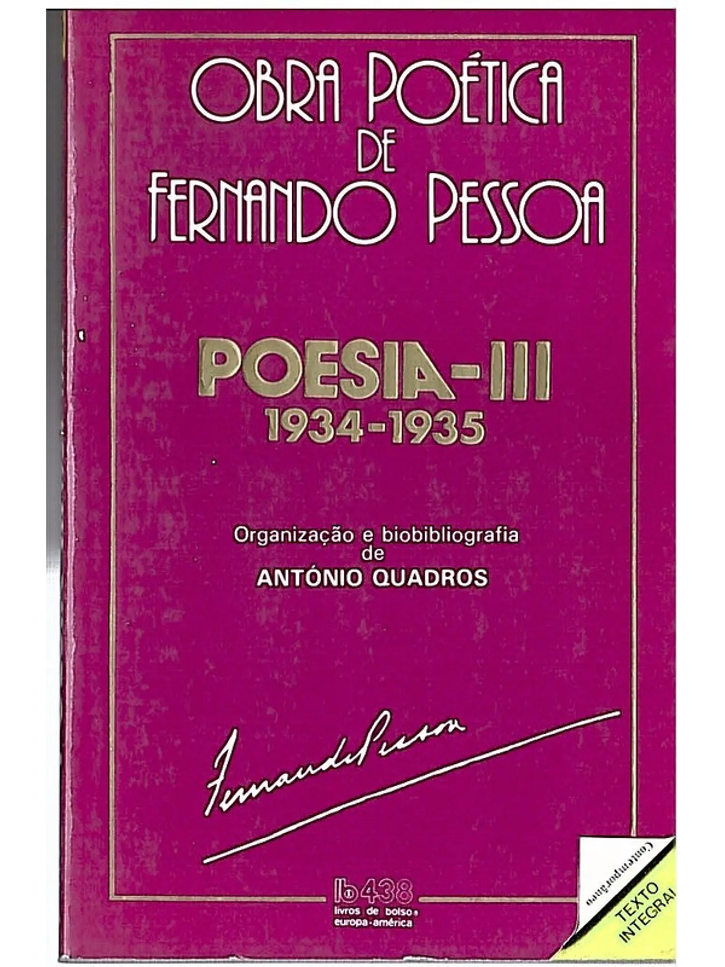 Obra poética de Fernando Pessoa - Poesia III (1934-1935) 1