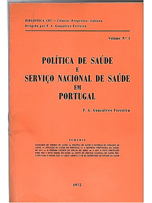 Política de saúde e serviço nacional de saúde em portugal