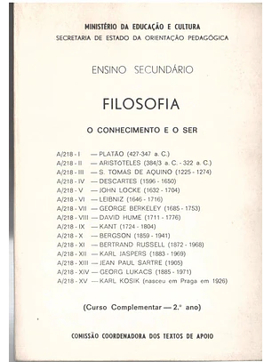 Filosofia o conhecimento e o ser