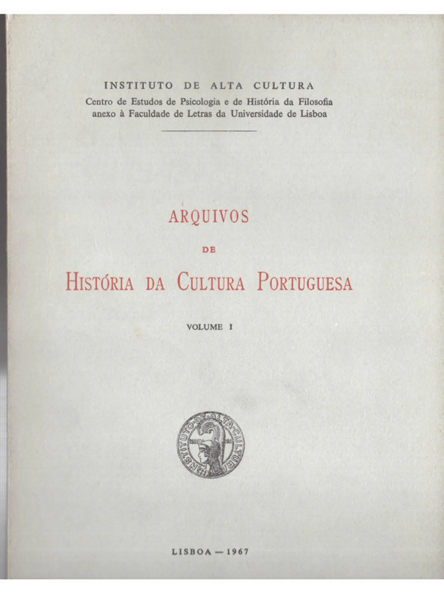 Arquivos de história da cultura portuguesa volume um 1