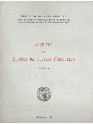 Arquivos de história da cultura portuguesa volume um