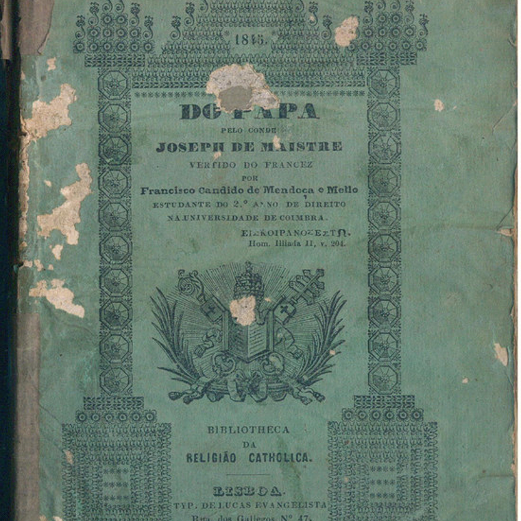 Do Papa, pelo conde, vertido do francez, por Francisco Candido de Mendonça e Mello 1