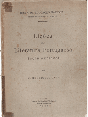 Lições de literatura portuguesa época medieval