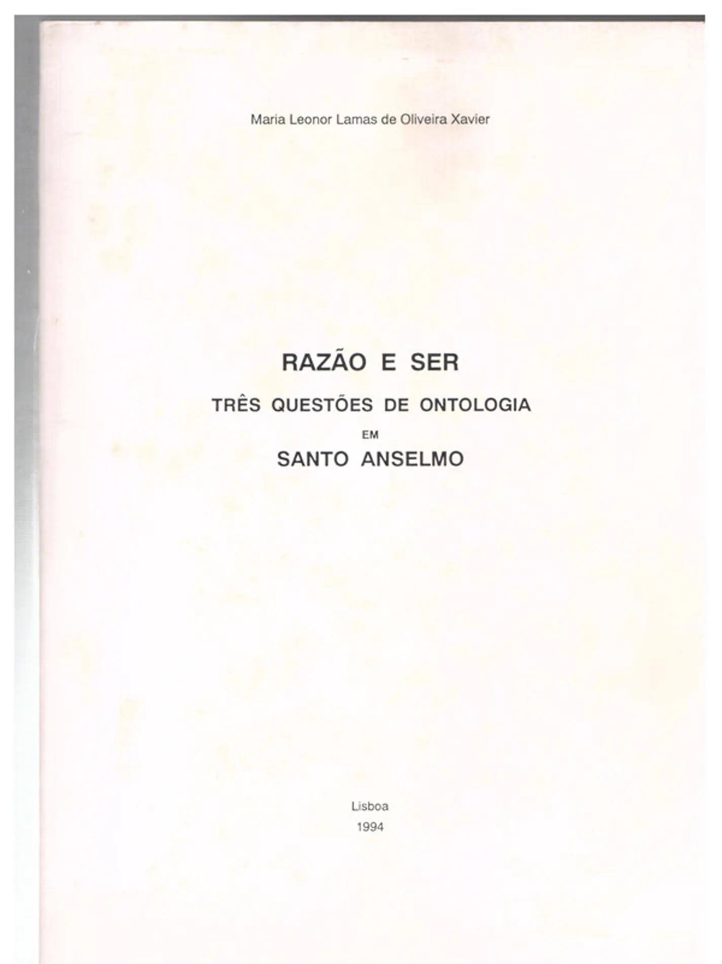 Razão e ser 3 questões de ontologia em Santo Anselmo 1