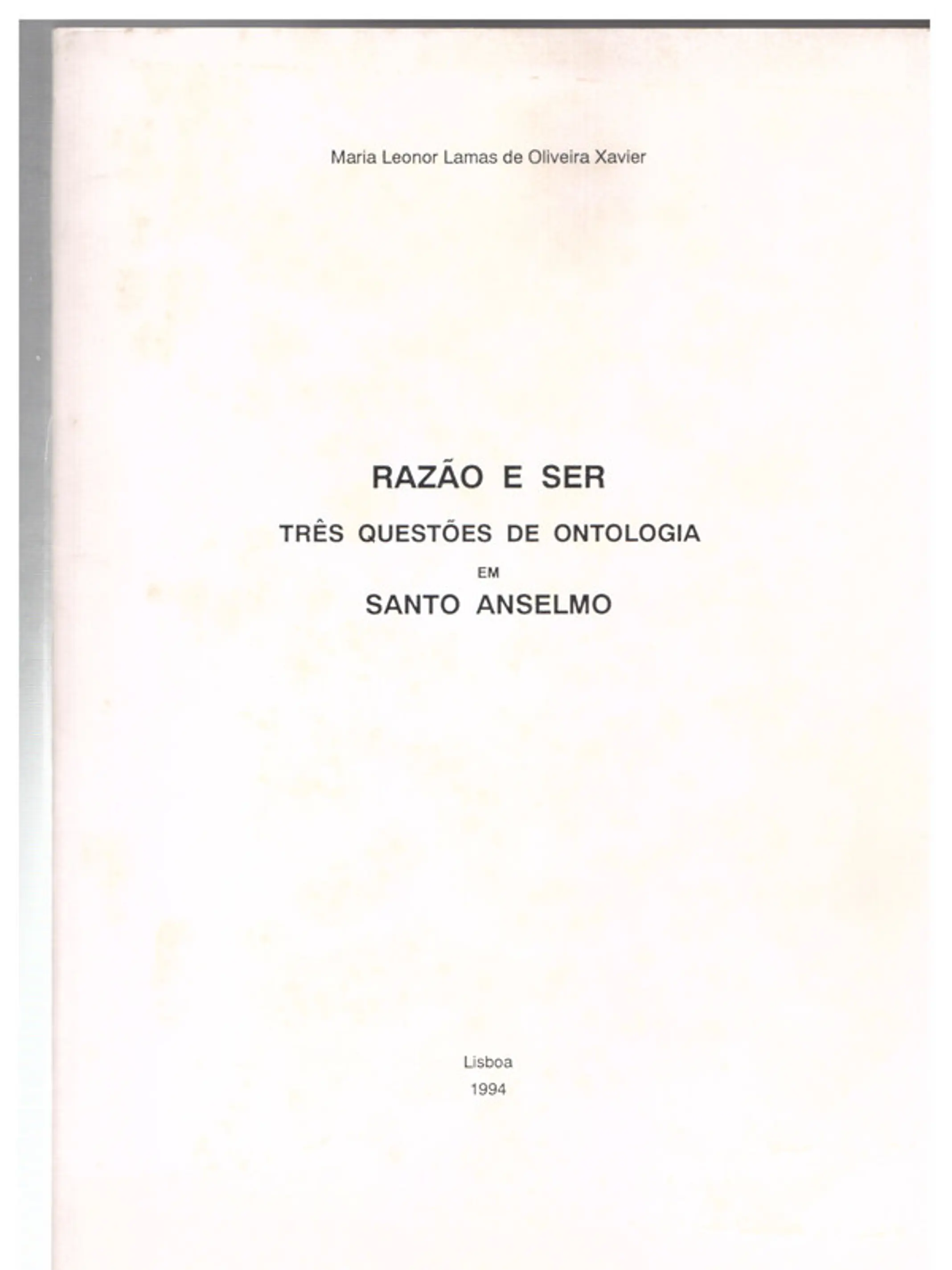 Razão e ser 3 questões de ontologia em Santo Anselmo 1