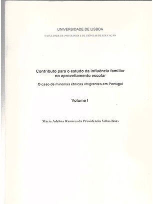 Contributo para o estudo da influência familiar no aproveitamento escolar - volume 1