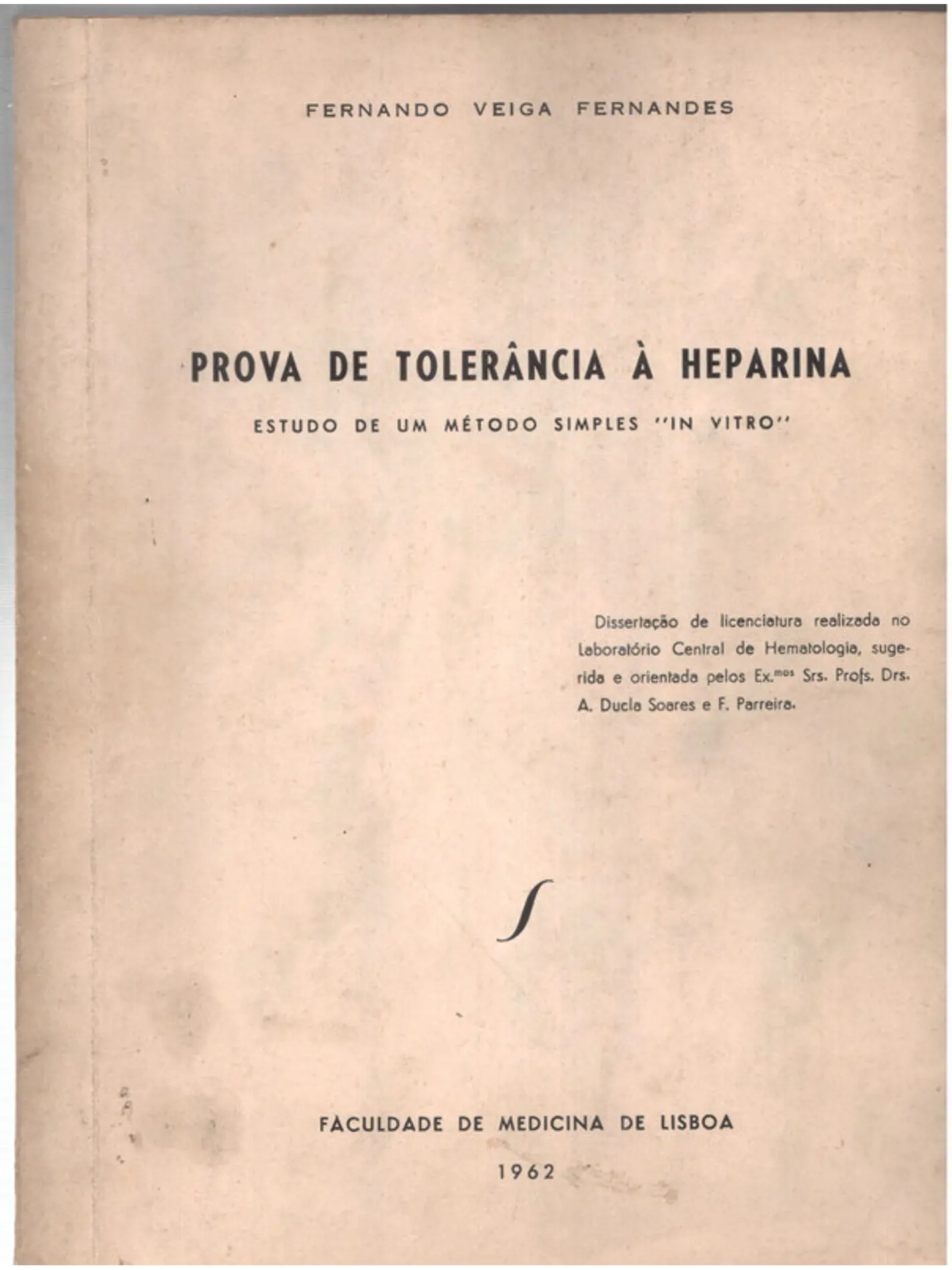 Prova de tolerância à heparina - Estudo de um método simples in vitro 1
