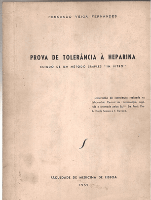 Prova de tolerância à heparina - Estudo de um método simples in vitro