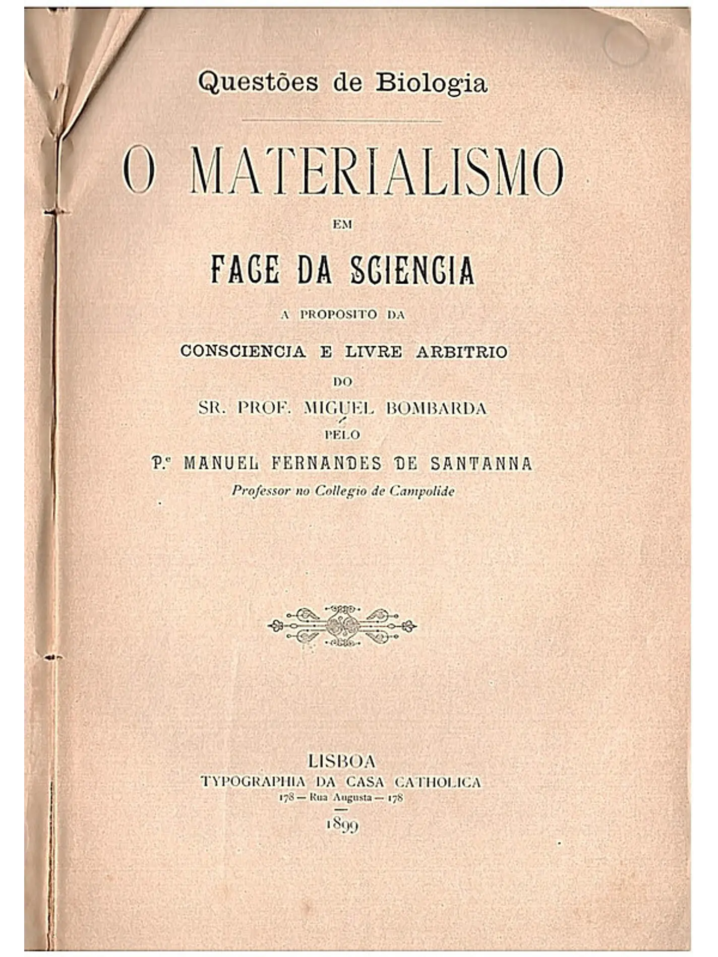 O materialismo em face da sciencia (volume I) 1