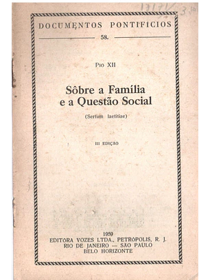 Documentos pontifícios - 58 - a família e a questão social