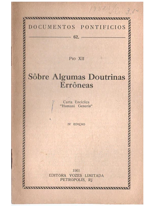 Documentos pontifícios - 62 - Sobre algumas doutrinas erróneas