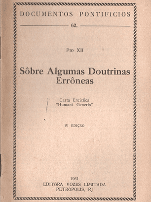 Documentos pontifícios - 62 - Sobre algumas doutrinas erróneas