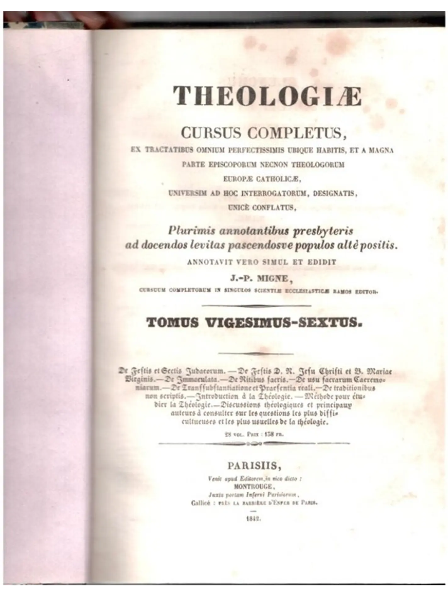 Theologiae - Cursus completus - Volume 26 1