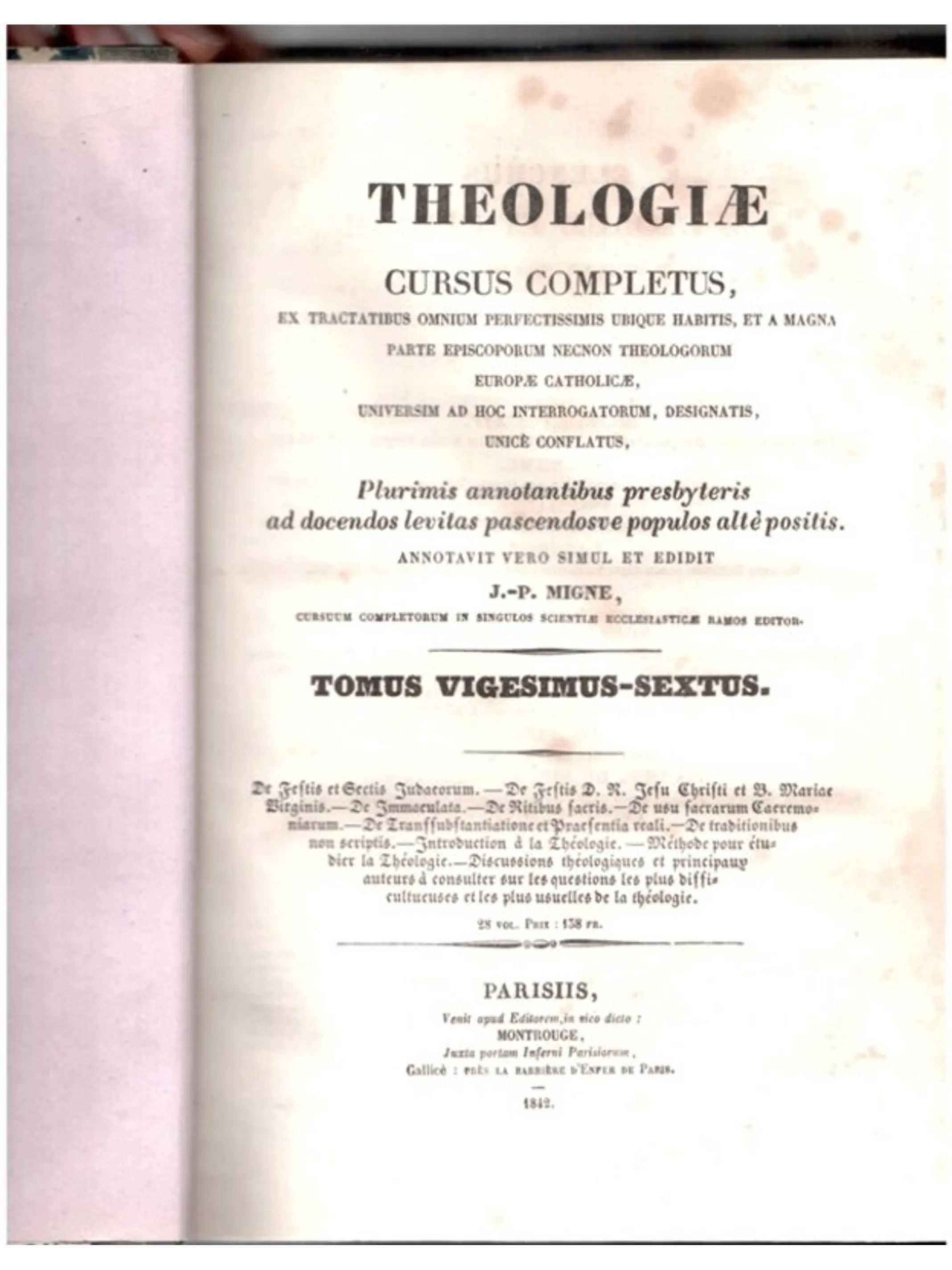 Theologiae - Cursus completus - Volume 26 1