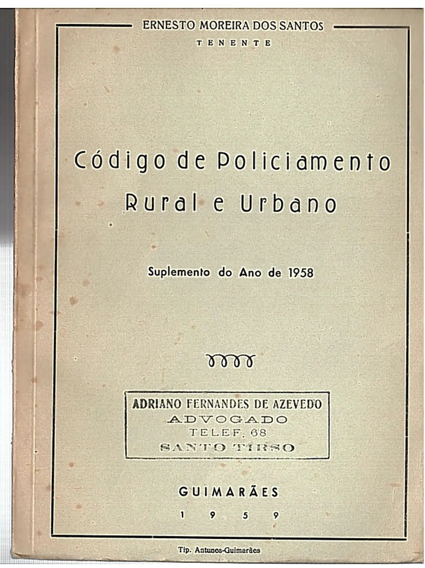 Código de policiamento rural e urbano - suplemento 1