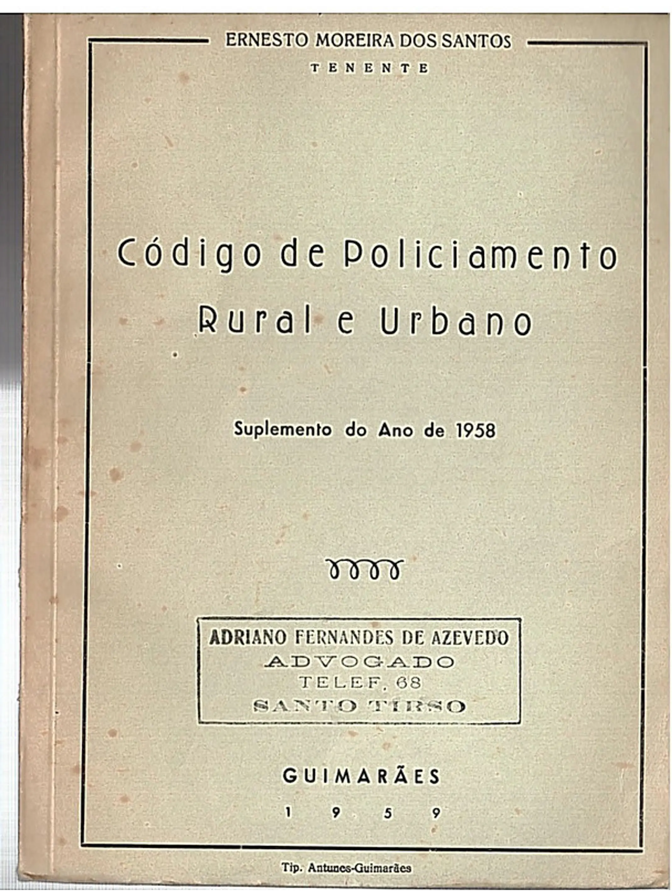 Código de policiamento rural e urbano - suplemento 1